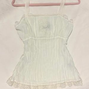 Vintage white tank top with lace detailing